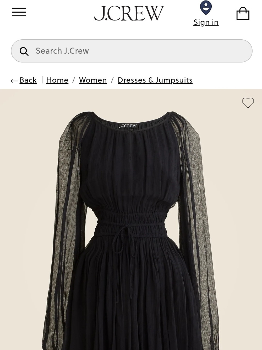 J. Crew Elena Long-Sleeve Sheer-Sleeve Waist-Tie Front Dress Size S. NWT